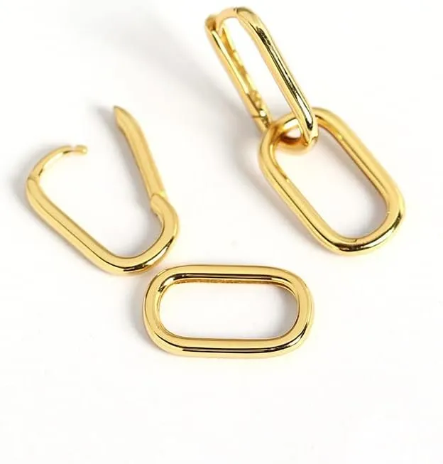 Paperclip Link Chain Earrings Convertible Link Earrings for Women Drop Dangle Earrings