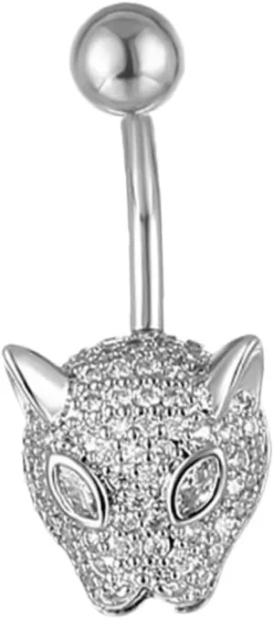 PartyKindom Leopard Print Navel Piercing Ring Stainless Steel Belly Button Jewelry