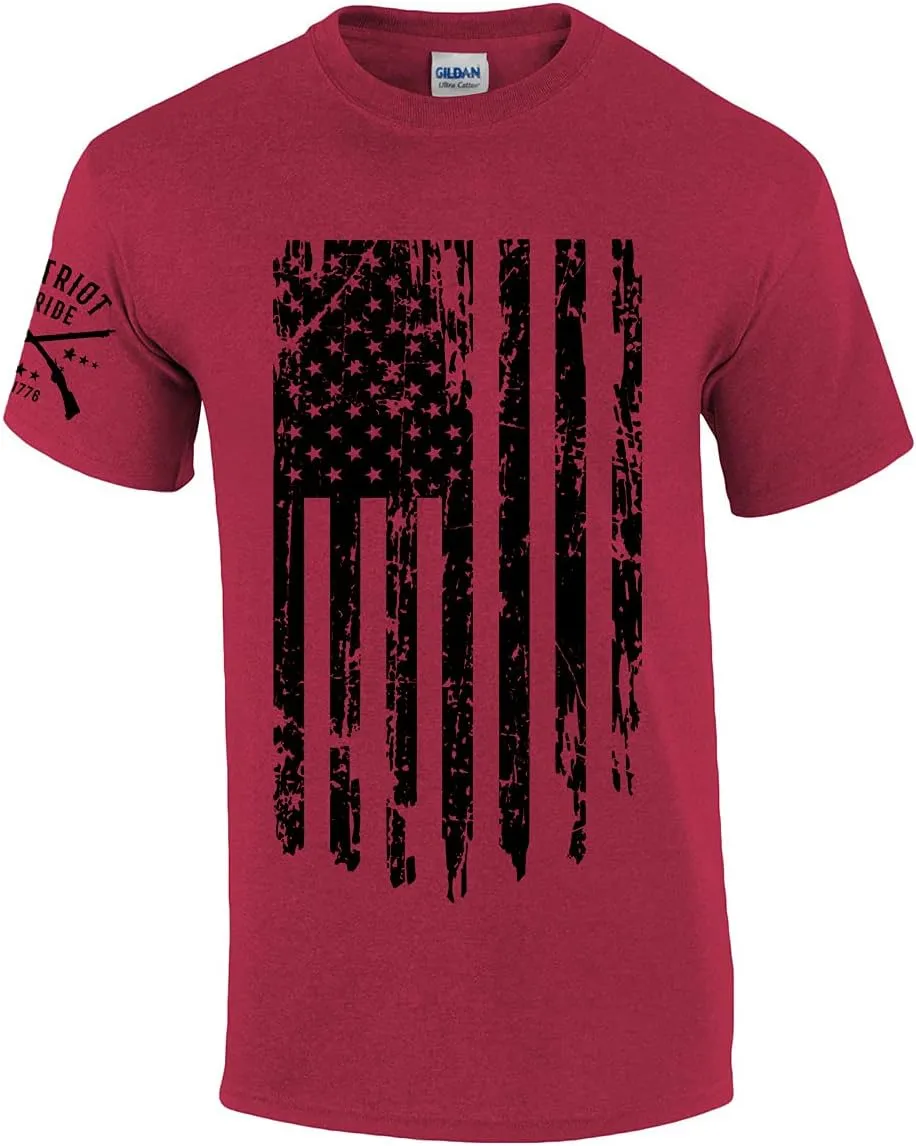 Patriot Pride Men's Distressed American Flag Patriotic Short Sleeve T-Shirt Graphic Tee