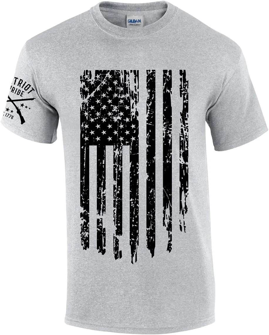 Patriot Pride Men's Distressed American Flag Patriotic Short Sleeve T-Shirt Graphic Tee