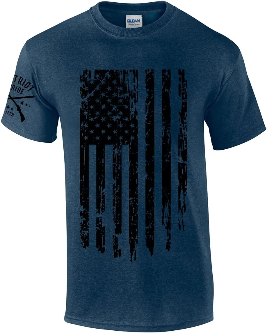 Patriot Pride Men's Distressed American Flag Patriotic Short Sleeve T-Shirt Graphic Tee