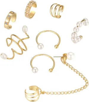 Pearl Clip Earrings for Women Pcs Ear Cuff Earrings Pearl Design Non Piercing Ear Cuffs