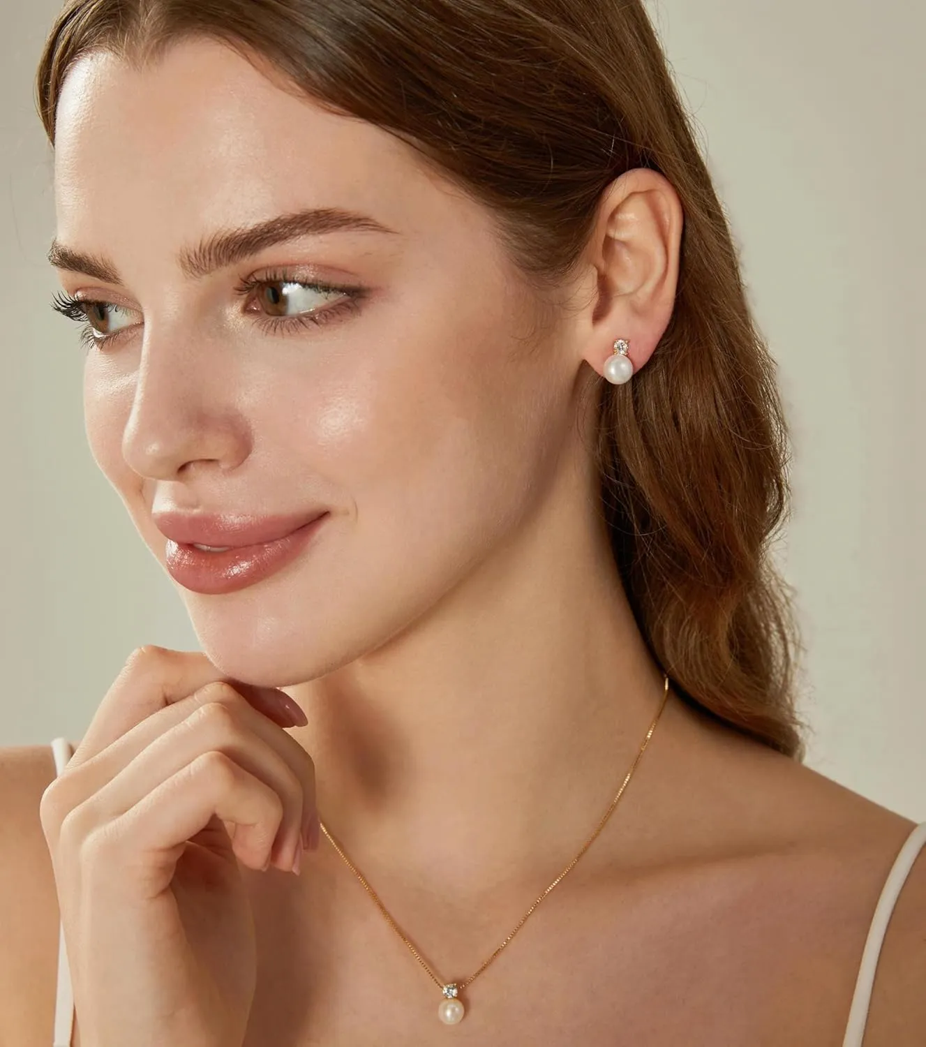 Pearl Earrings,6mm/8mm/10mm Gold/Silver Pearl Stud Earrings for Women Dainty 14K Gold CZ Diamond Earring Trendy Hypoallergenic Wedding Earring for Women Bridesmaid Gift