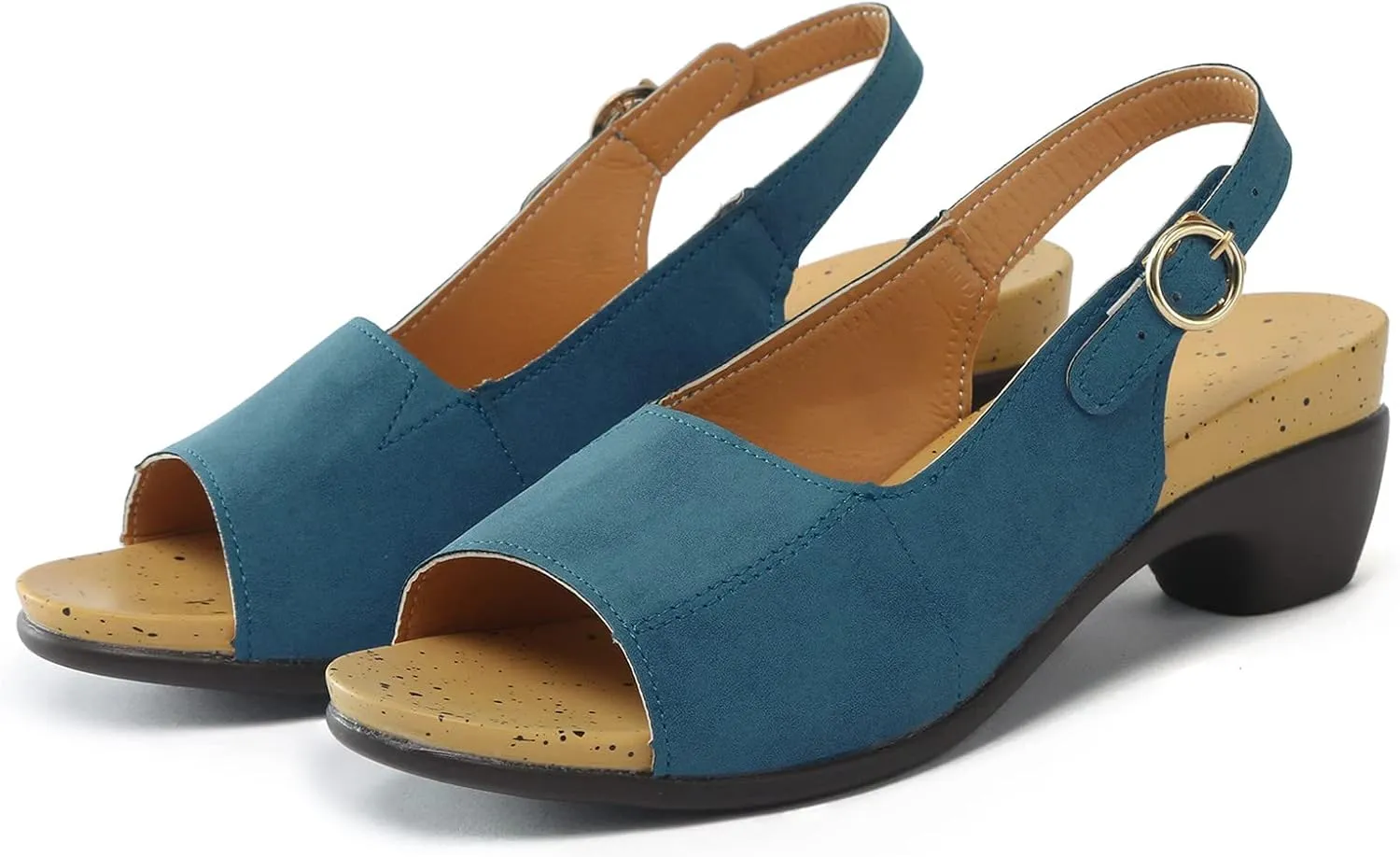 peqiut Casual Sandals Women Orthopedic Sandals for Women Chunky Heel Strap Shoes Comfortable Slip On Casual Sandals