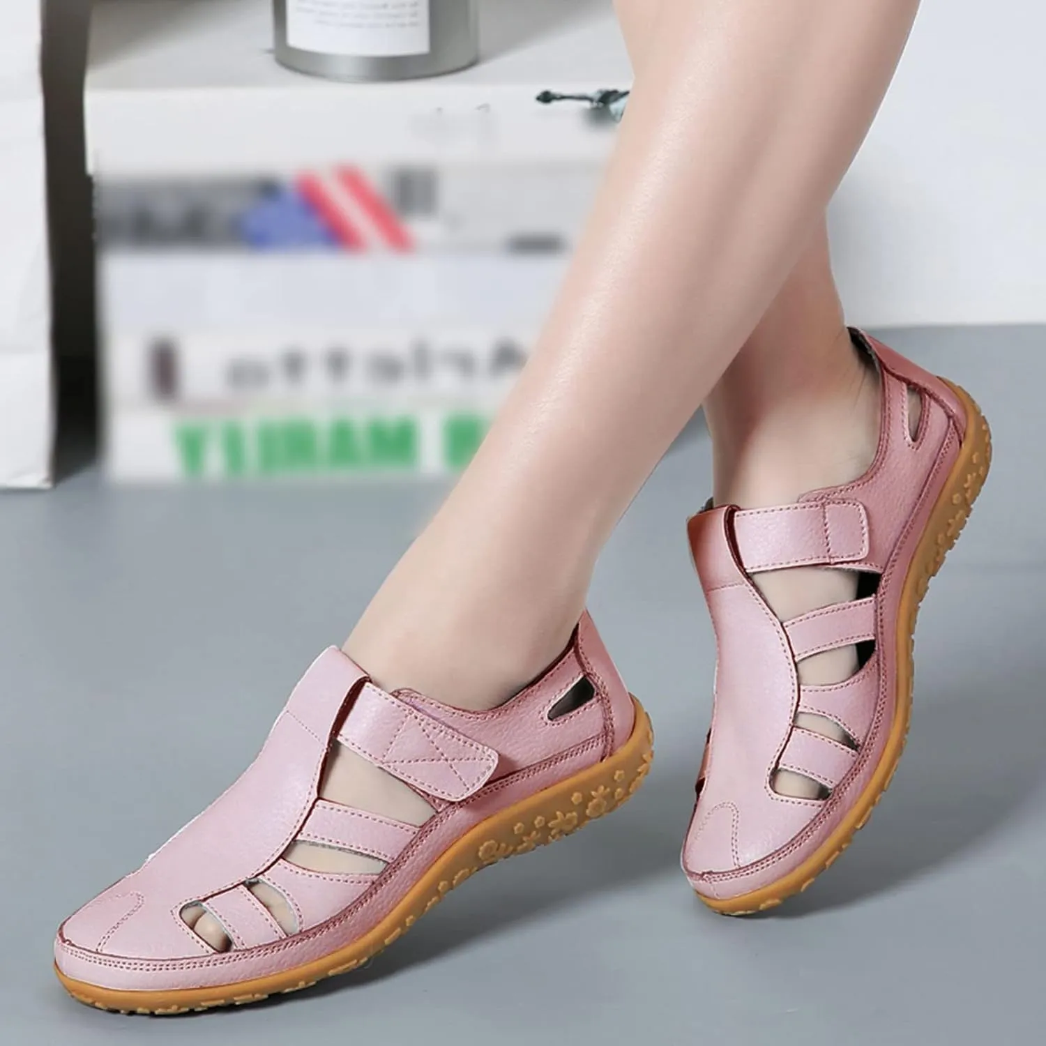 peqiut Sandals Women Orthopedic Comfortable Hollow Out Womens Sandals Platform Walking Summer Beach Dressy Flats Sandals