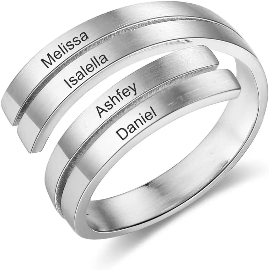 Personalized Adjustable Name Rings Free Engraved BFF Rings for Women Spiral rings Gift for Friend