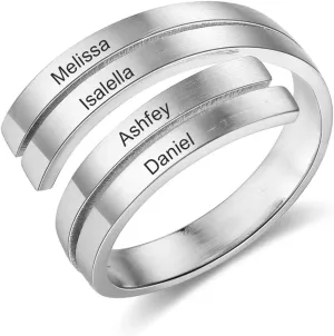 Personalized Adjustable Name Rings Free Engraved BFF Rings for Women Spiral rings Gift for Friend