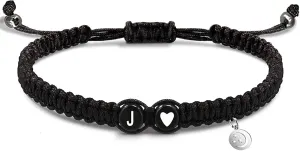 Personalized Initial Heart Bracelets for His or Hers Women Teen Girls Boys Men Friend Birthday Graduation Gifts Adjustable Letter A-Z Braided Bracelets Moon Star Pendant Friendship Gifts