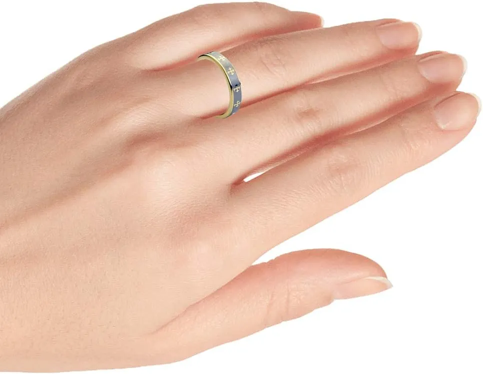 Personalized Laser Engraving Ring for Men and Ring for Women Tungsten Band Rings 5mm Yellow Gold Tone IP Plated Laser Engraved Crosses Design Wedding Band Ring Ideal Rings for Couples