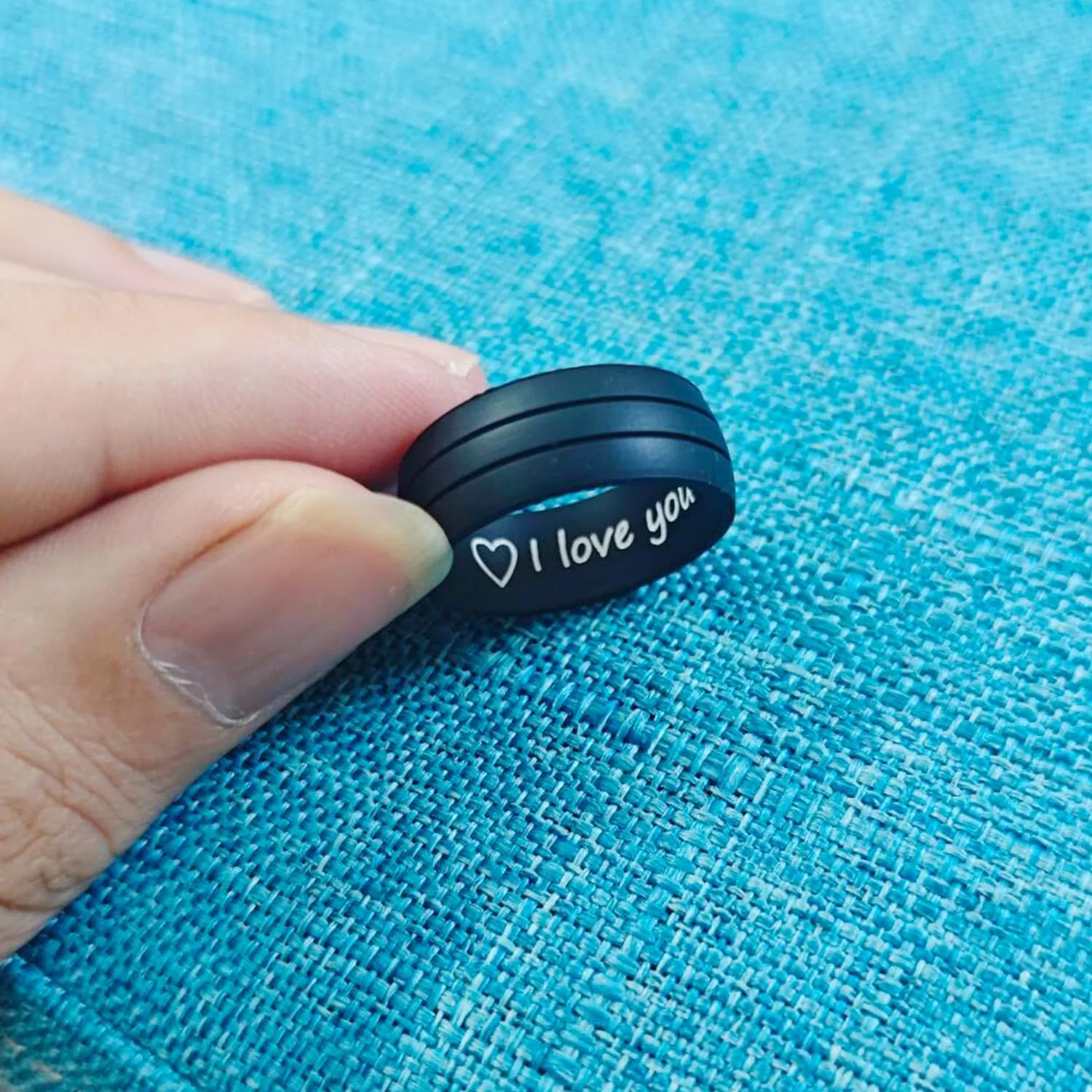 Personalized Relationship Couple Silicone Rings 8mm Double Line Grooved Silicone Ring-Yoga Inspirational Rings-Christian Jesus Cross Faith Rings-Engagement Rings,Size 6-12