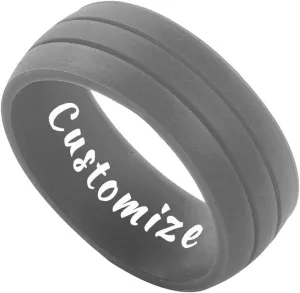 Personalized Relationship Couple Silicone Rings 8mm Double Line Grooved Silicone Ring-Yoga Inspirational Rings-Christian Jesus Cross Faith Rings-Engagement Rings,Size 6-12