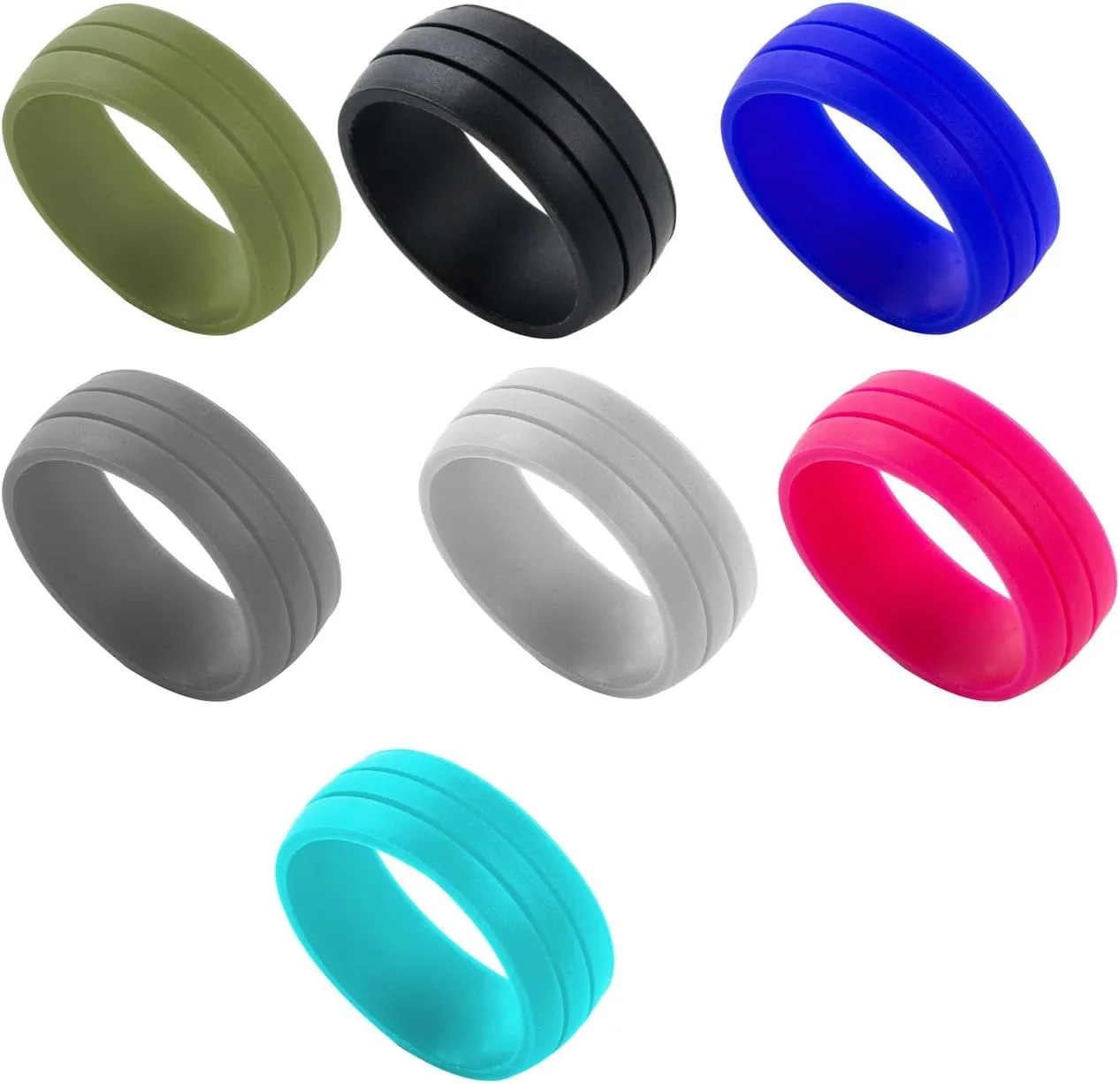 Personalized Relationship Couple Silicone Rings 8mm Double Line Grooved Silicone Ring-Yoga Inspirational Rings-Christian Jesus Cross Faith Rings-Engagement Rings,Size 6-12