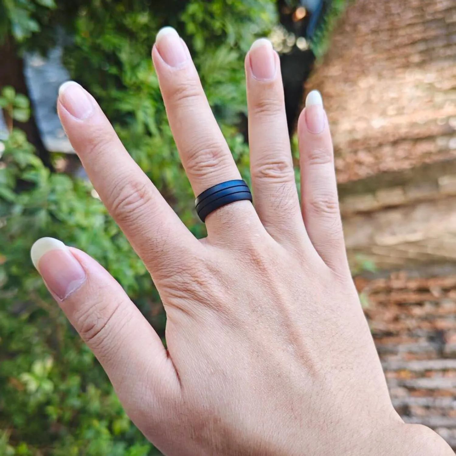 Personalized Relationship Couple Silicone Rings 8mm Double Line Grooved Silicone Ring-Yoga Inspirational Rings-Christian Jesus Cross Faith Rings-Engagement Rings,Size 6-12