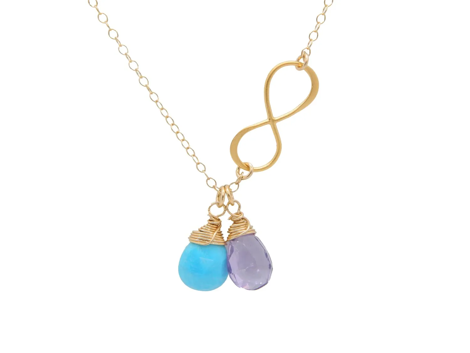 Personalized Two Birthstone Couple Necklace, Infinity Charm, Natural Gemstone Jewelry, Dainty Children Birthstone, Mother Daughter Necklace, Mothers Day gift from children