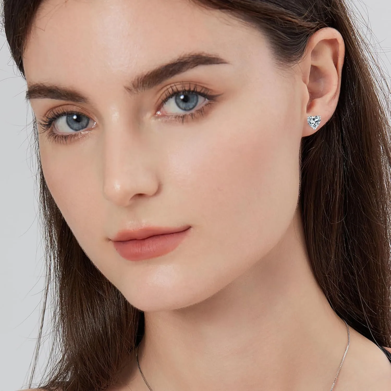Platinum Plated Heart Cut/Oval Cut Stud Earrings for Unisex 925 Sterling Silver Cubic Zirconia Simulated Diamond Earrings for Women/Men 4MM-7MM