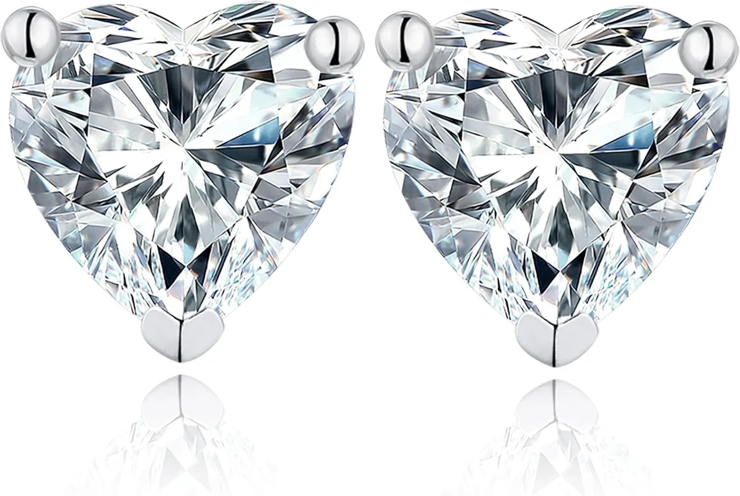 Platinum Plated Heart Cut/Oval Cut Stud Earrings for Unisex 925 Sterling Silver Cubic Zirconia Simulated Diamond Earrings for Women/Men 4MM-7MM