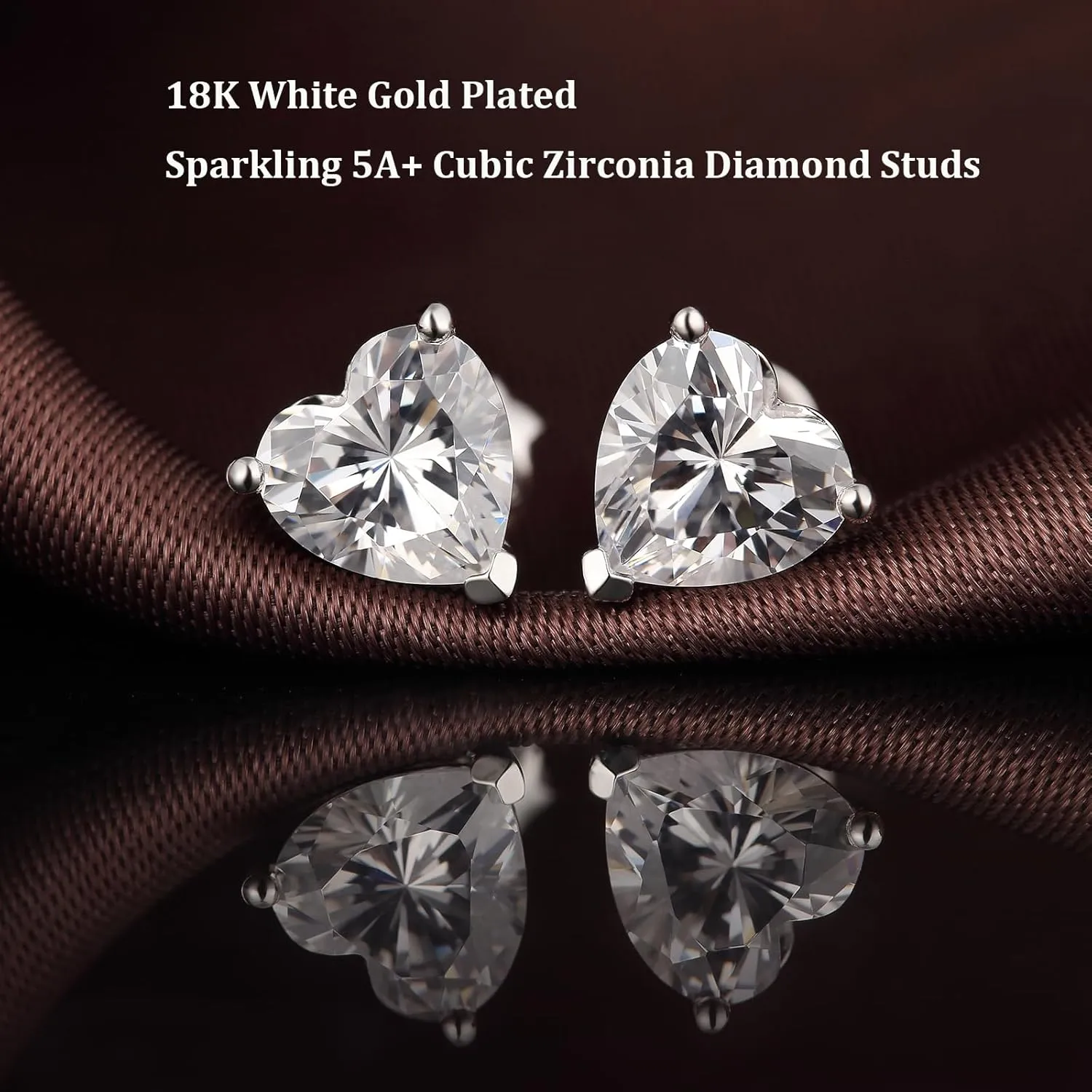 Platinum Plated Heart Cut/Oval Cut Stud Earrings for Unisex 925 Sterling Silver Cubic Zirconia Simulated Diamond Earrings for Women/Men 4MM-7MM