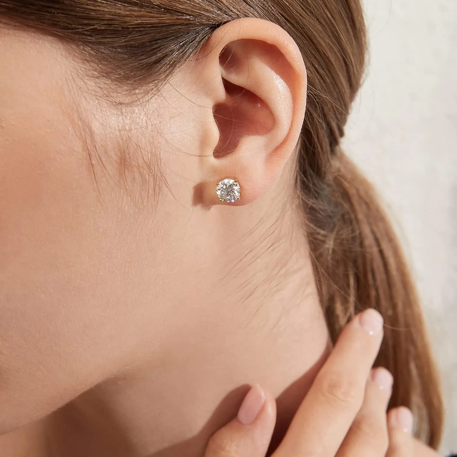 Platinum Plated Round Cut/Square Cut CZ Stud Earrings, 925 Sterling Silver Cubic Zirconia Earrings for Women/Men 4MM-8MM