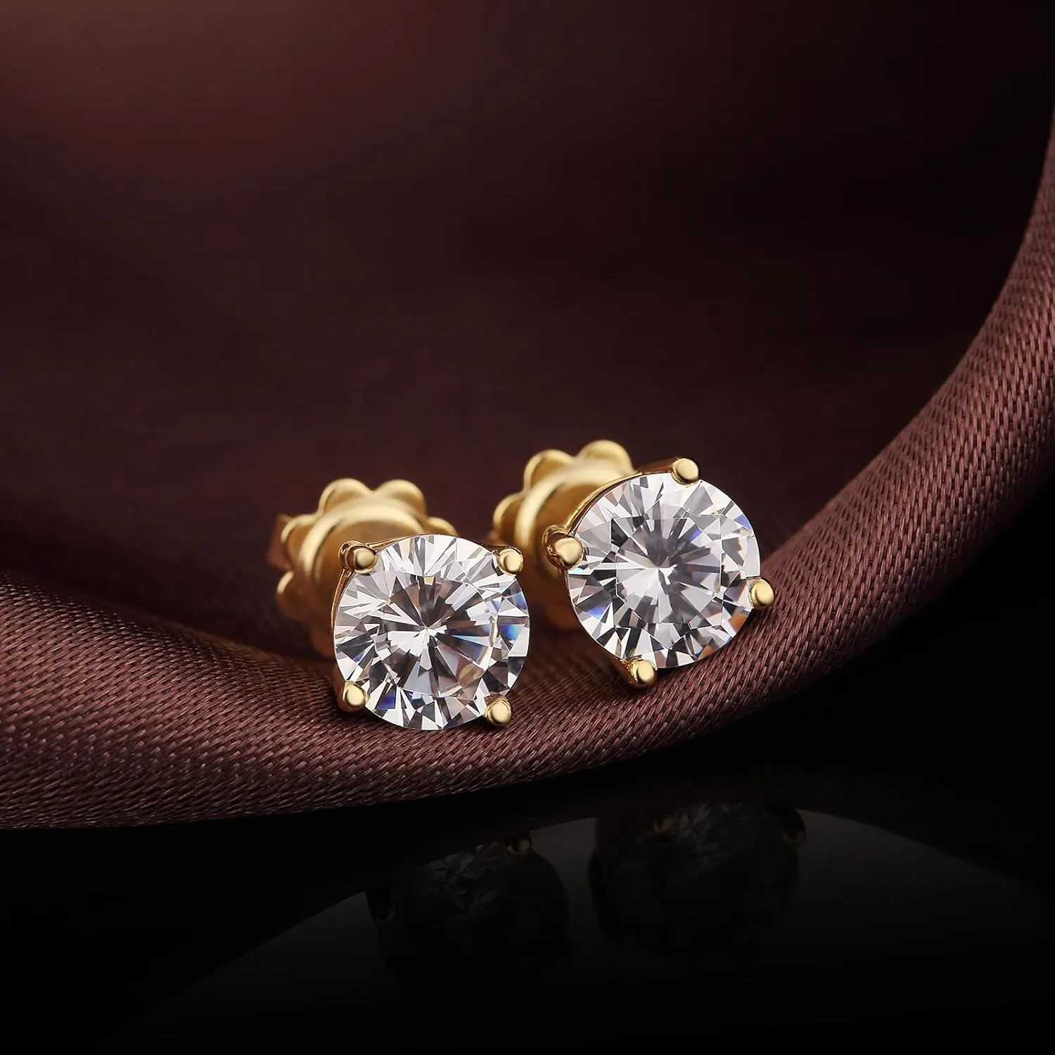 Platinum Plated Round Cut/Square Cut CZ Stud Earrings, 925 Sterling Silver Cubic Zirconia Earrings for Women/Men 4MM-8MM