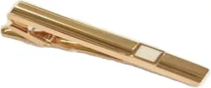 Polished Rose Gold Concave Tie Bar with Fiber Optic White Stone