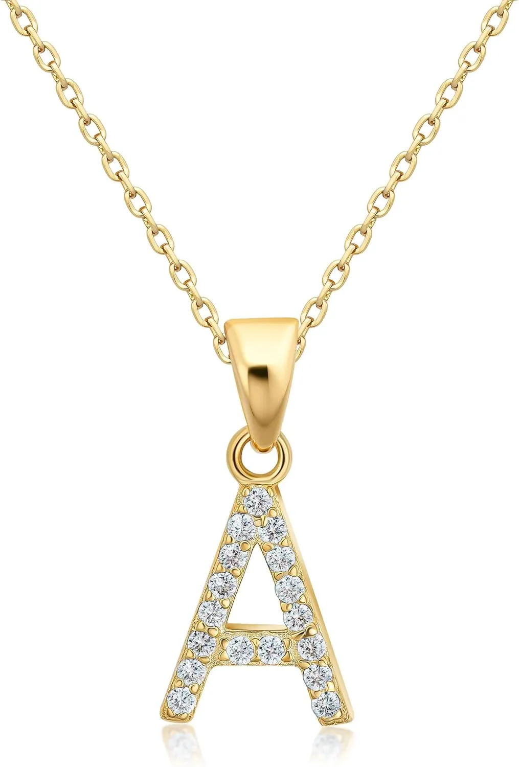 PORI JEWELERS 925 Sterling Silver Initial Necklaces For Women, Dainty Hypoallergenic Letter Initial Necklace, Personalized Letters A-Z - 18 Inch Cable Chain (A, GOLD)