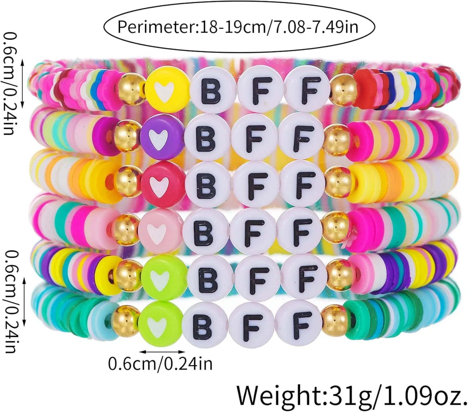 Preppy Jewelry Bracelets for Women Handmade Friendship Bracelets Clay Bead Colorful Surfer Heishi Bracelet Set Stackable Boho Y2K Summer Beach Elastic Layering Bracelets
