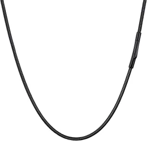 PROSTEEL 2MM Snake Chain Necklace for Men, Chain for Pendant, Black/Gold Plated Stainless Steel Chain Necklace, 16"-30", Come with Box