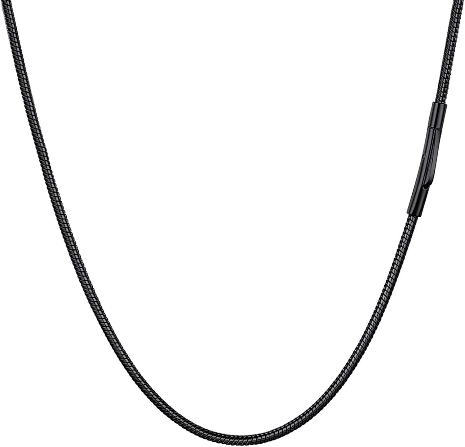 PROSTEEL 2MM Snake Chain Necklace for Men, Chain for Pendant, Black/Gold Plated Stainless Steel Chain Necklace, 16"-30", Come with Box