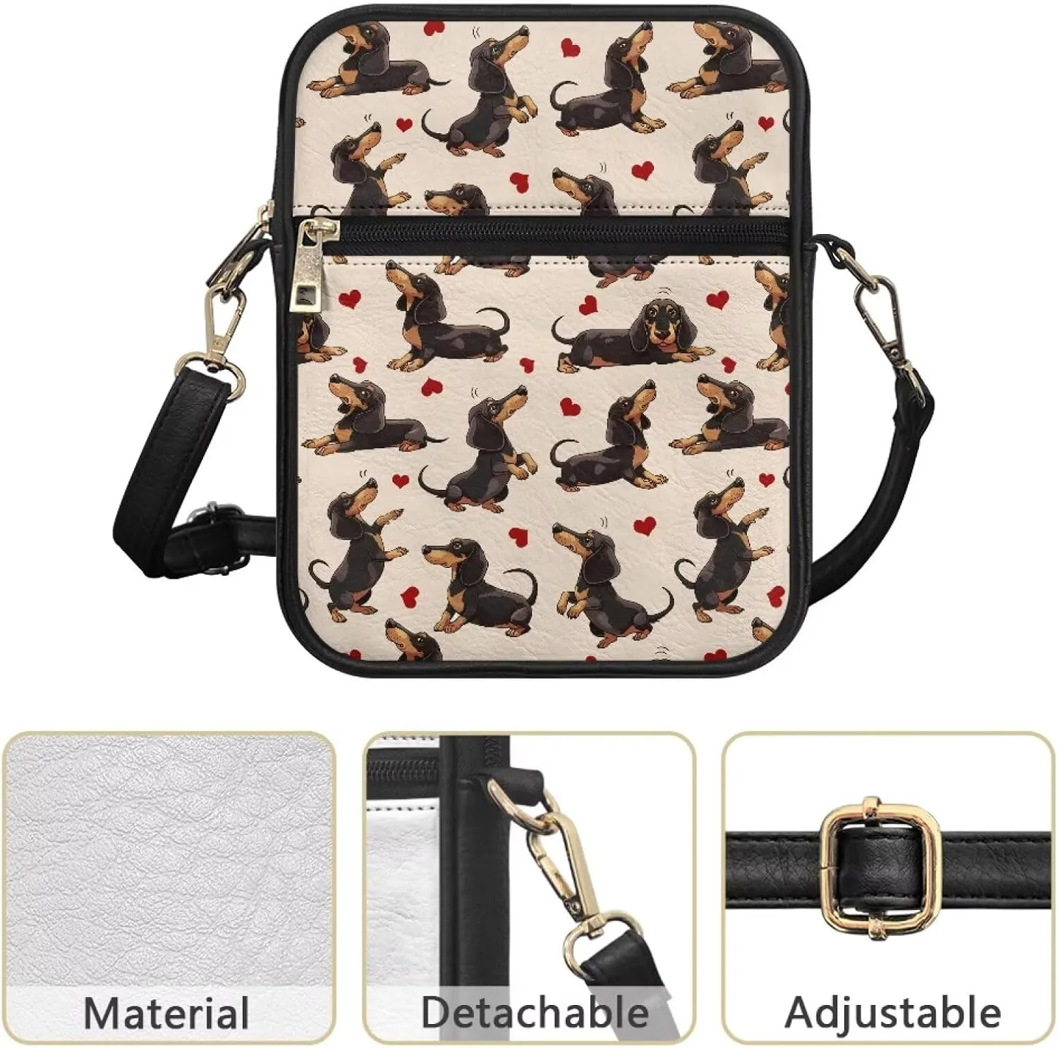 PU Leather Messenger Bag for Women Men Lightweight Crossbody Shoulder Bags with Adjustable Straps Travel Satchel