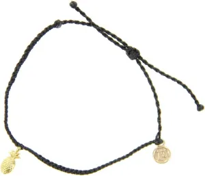 Pura Vida Bitty BB Pineapple Charm Bracelet - Plated Charm, Adjustable Band - 100% Waterproof