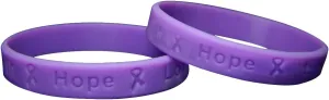 Purple Ribbon Wholesale Pack Silicone Bracelets/Wristbands for Alzheimers, Domestic Violence, Epilepsy, Pancreatic Cancer, Lupus, Crohns Disease Awareness  Perfect for Support Groups and Fundraisers