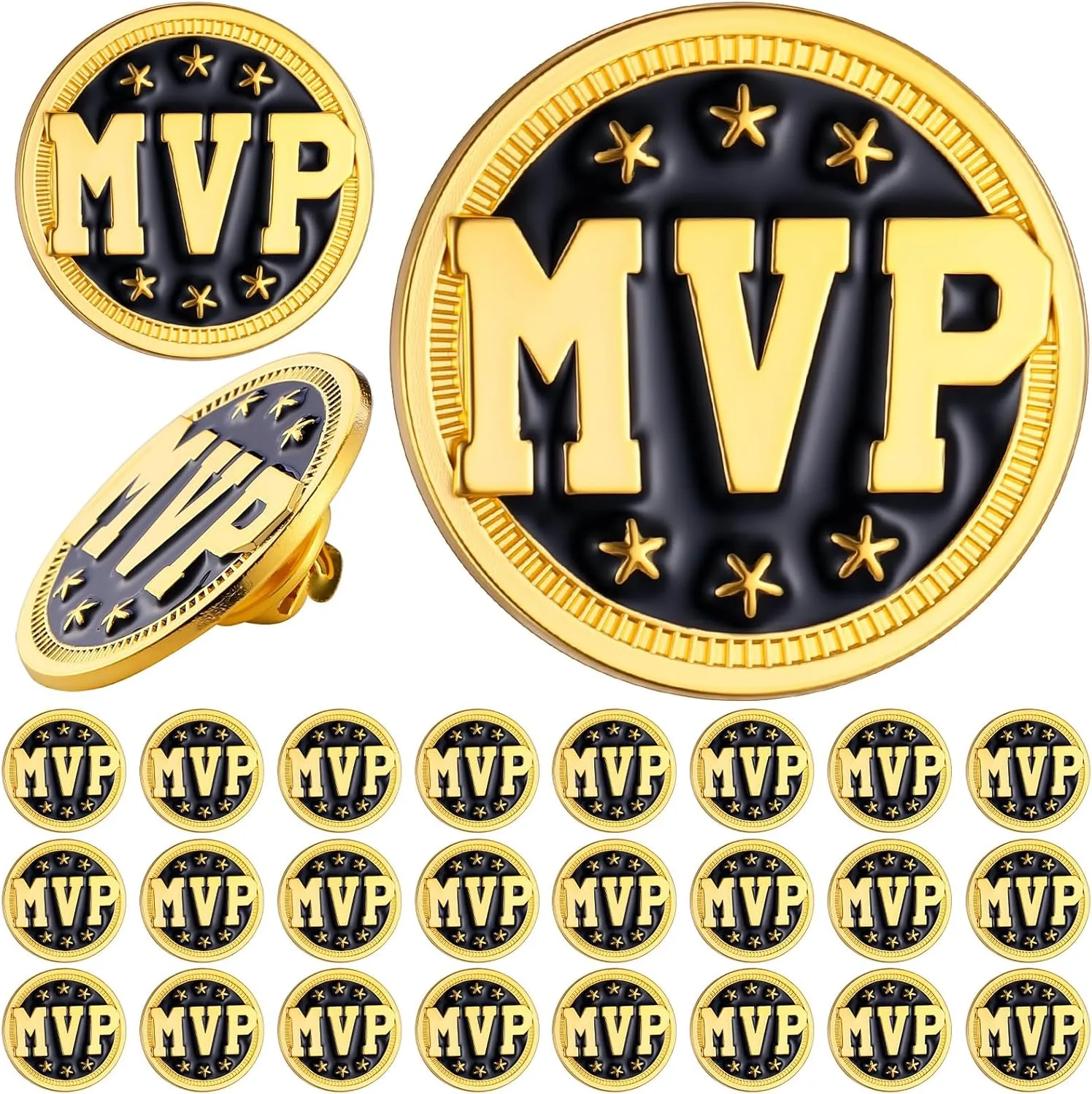 Quelay 24 Pcs Goat Championship Trophy Lapel Pins MVP Award Pins Bulk for Tournament League Football Team Sports Award Gifts