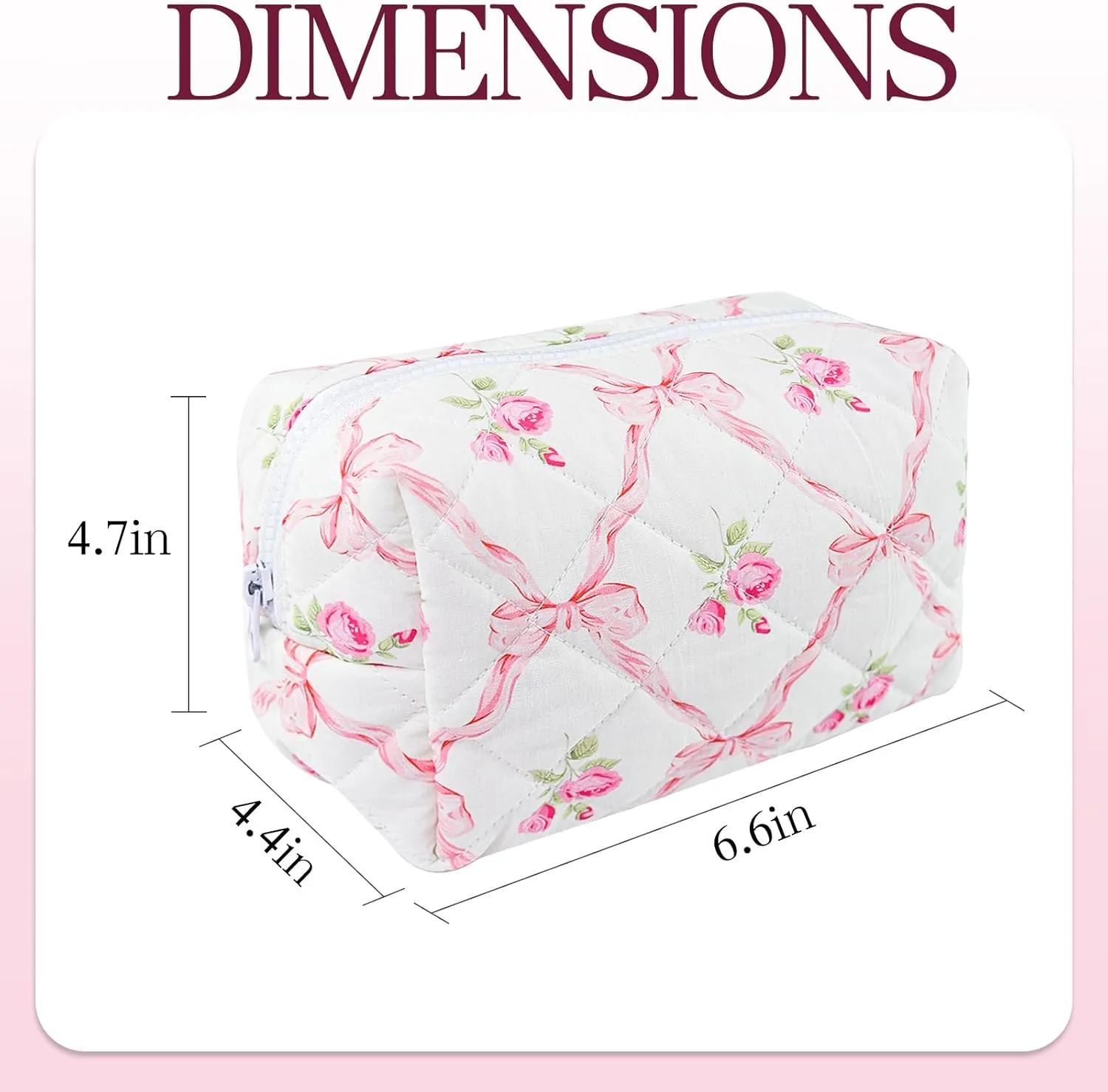 Quilted Makeup Bag Floral Cotton Make up Bag Puffy Coquette Makeup pouch Aesthetic Cute Travel Toiletry Bag for Women Girls