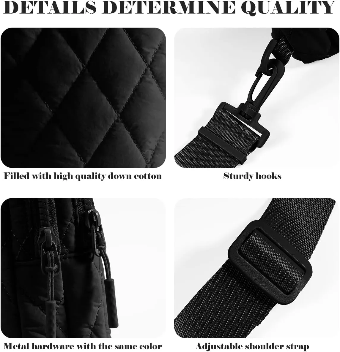 Quilted Puffer Sling Bag for Women Small Backpack Crossbody Chest Bag Fanny Packs Purses for Casual Traveling Hiking