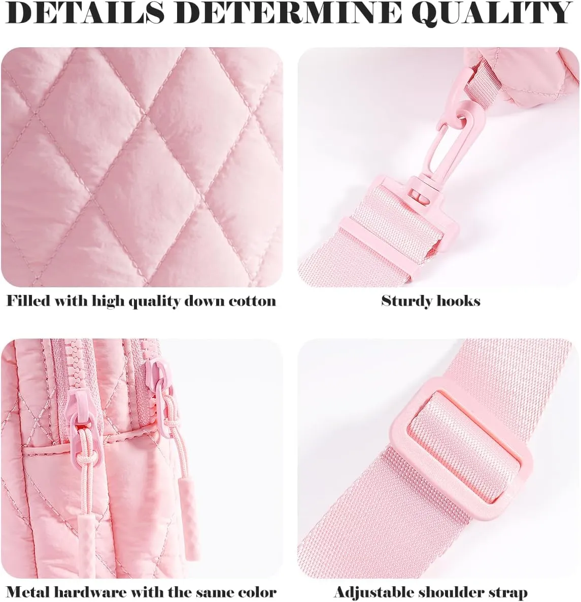 Quilted Puffer Sling Bag for Women Small Backpack Crossbody Chest Bag Fanny Packs Purses for Casual Traveling Hiking