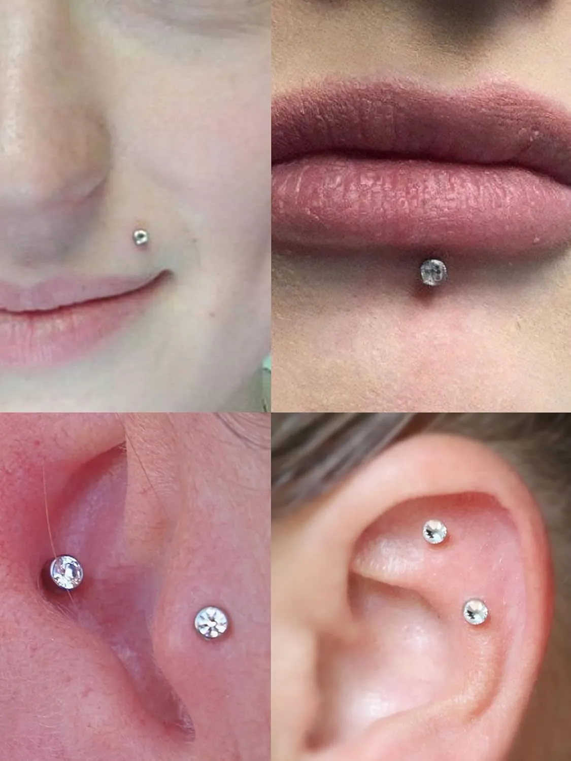 QWALIT 20g 18g 16g Tragus Piercing Jewelry Cartilage Tragus Earrings for Women Flat Back Nose Stud Internally Threaded Earrings Forward Helix Piercing Jewelry Threadless Taper Insertion Changing Tool
