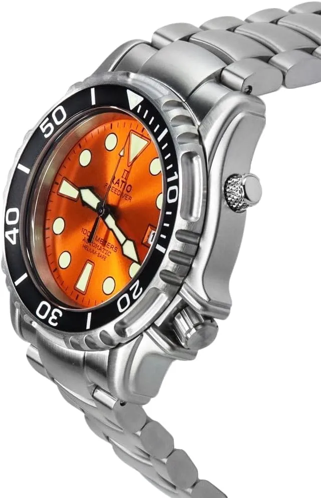 RATIO FreeDiver Dive Watch Sapphire Crystal Stainless Steel Automatic Diver Watch 1000M Water Resistant Diving Watch for Men