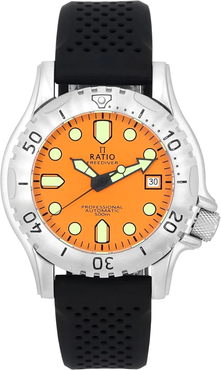 RATIO FreeDiver Professional Dive Watch Sapphire Crystal Automatic Diver Watch 500M Water Resistant Diving Watch for Men
