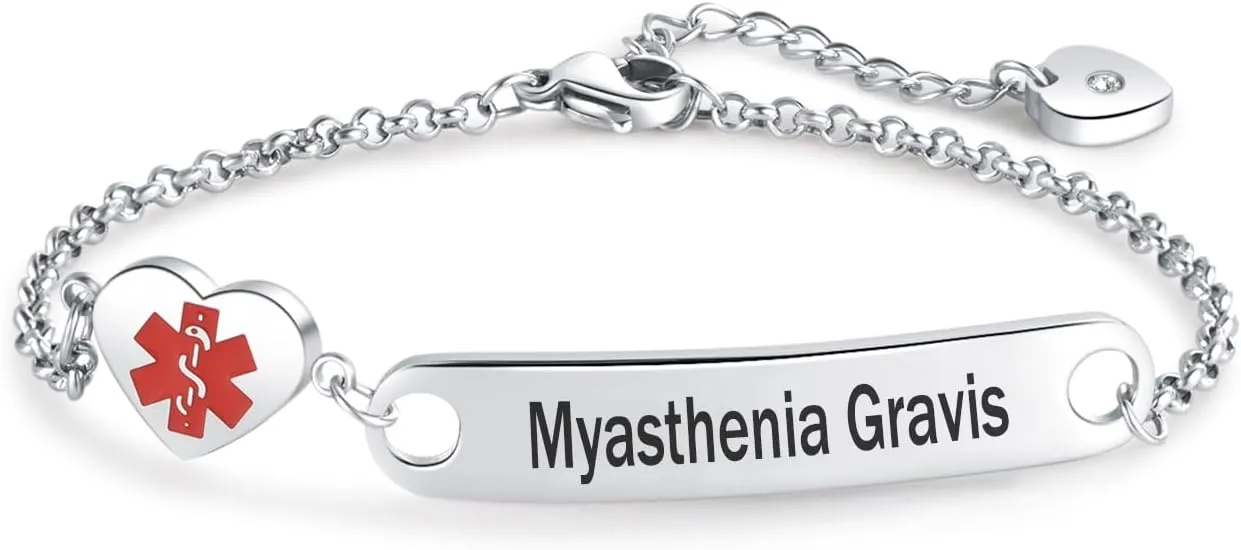 Red Medical Alert Bracelets Emergency Bracelet First Aid Wristband Adjustable Stainless Steel Chain Bracelets for Women Men
