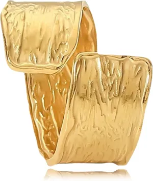 REELMAR Gold Adjustable Hammered Ring for Women 18K Gold Plated Chunky Textured Crossover Ring Vintage Open Wrap Around Ring Trendy Punk Statement Jewelry