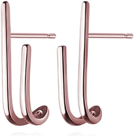 Reffeer Solid 925 Sterling Silver Bar Open Hoop Earrings Huggie Studs for Women Teens Bar Half Hoop Earrings Huggie