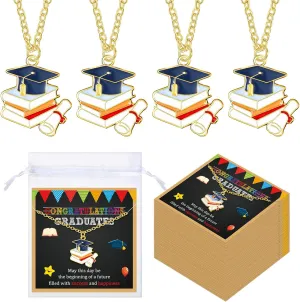Remuuly 24 Pack Graduation Necklaces Gifts Bulk for Students Her Bachelor Hat Pendant Necklace Graduation Diploma Necklace Class of 2025 Adjustable Grad Necklaces Bulk