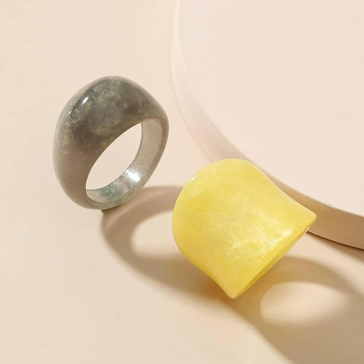 Resin Chunky Rings Acrylic Resin Rings Wide Thick Dome Knuckle Finger Stackable Joint Ring Retro Acrylic Transparent Vintage Plastic Resin Ring Sets