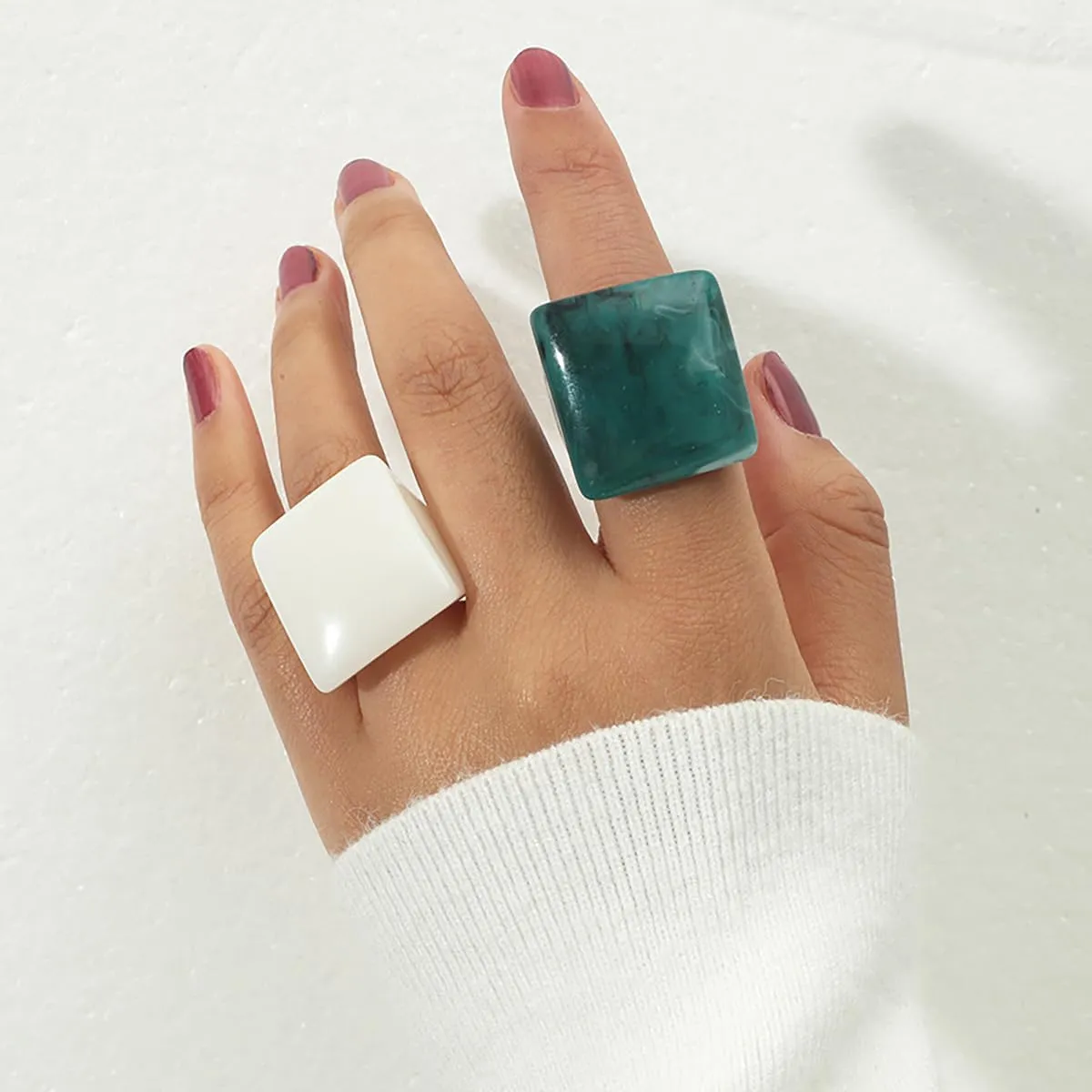 Resin Chunky Rings for Women Multicolor Acrylic Knuckle Plain Rings Set Fashion Y2k Statement Rings Cute Acrylic Chunky Ring Jewelry