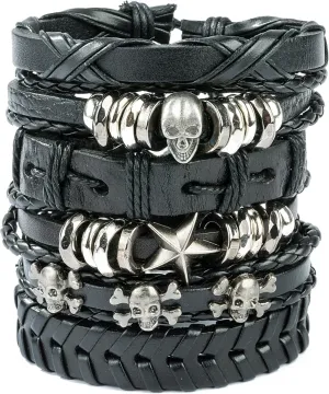 REVOLIA 5-12Pcs Braided Leather Bracelets for Men Women Cuff Wrap Wristbands