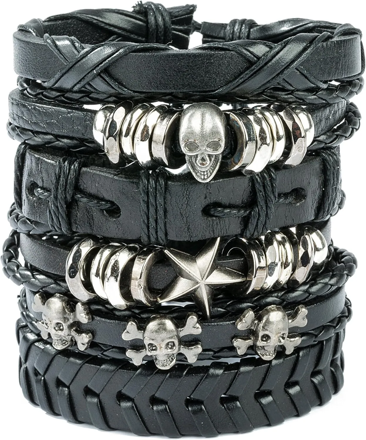 REVOLIA 5-12Pcs Braided Leather Bracelets for Men Women Cuff Wrap Wristbands