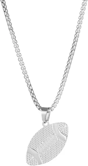 RFTWXHPN Football Pendant Rugby Ball Necklace Footballs Necklaces Football Coach Team Gifts for Women Men Foot Ball Necklace for Son Silver Rugby Necklaces