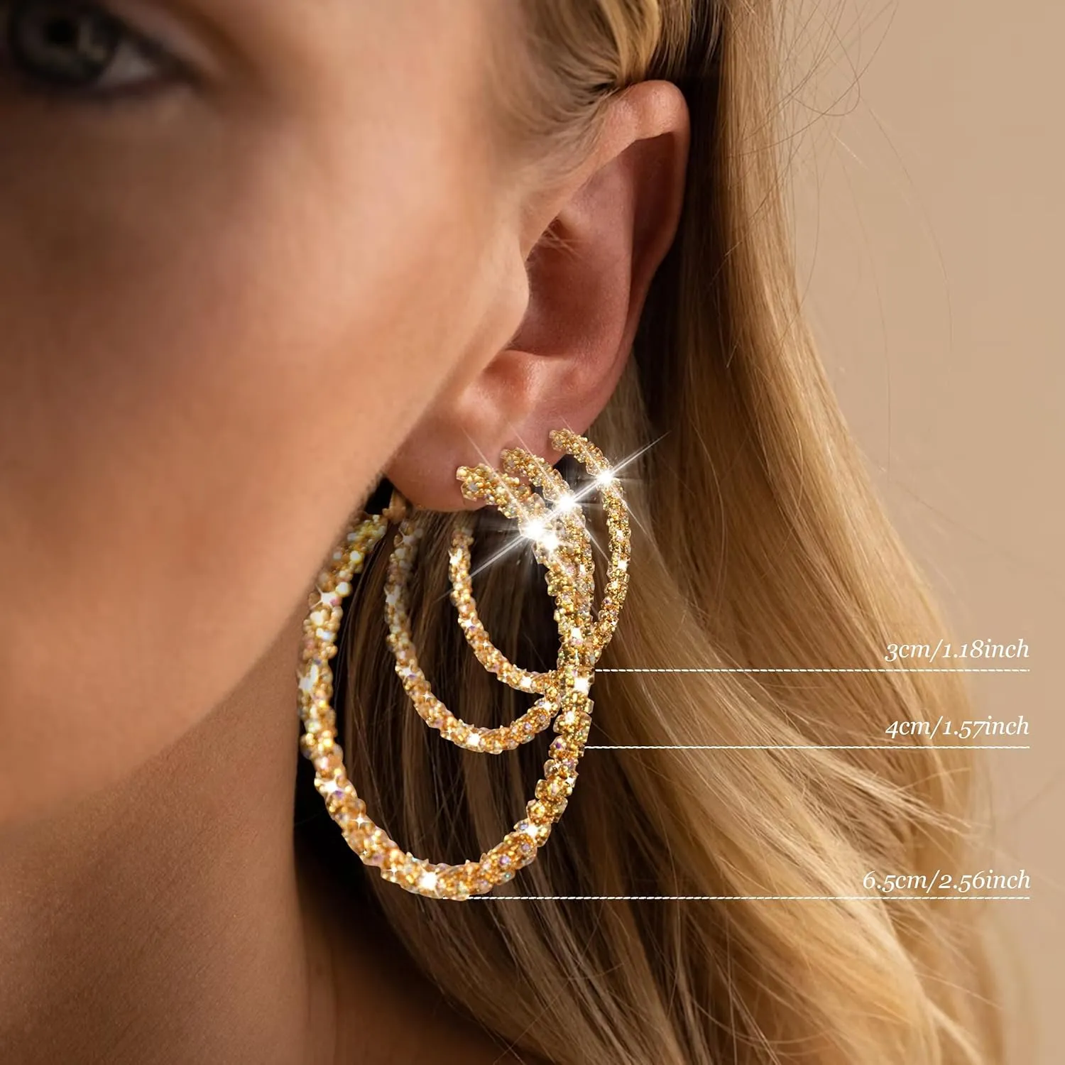 Rhinestone Hoop Earrings Big Hoop Earrings for Women Large Hoop Earrings Sparkly Hoops Earring Trendy Prom Wedding Jewelry Gifts