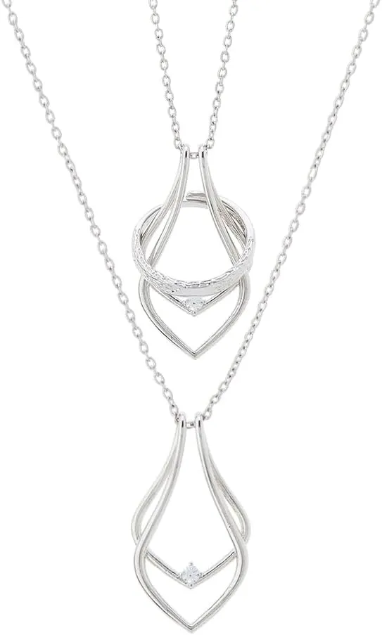Ring Holder Necklaces 17.91 inch Wedding Ring Keeper Necklace Engagement Ring Saver Pendants for Women Ladies Wife
