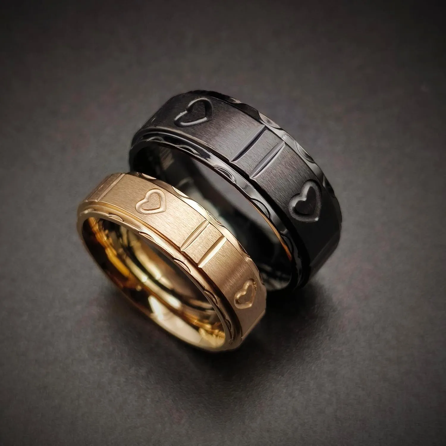 ringheart Matching Rings His and Her Rings Couple Rings Titanium Steel Wedding Band Heart Wedding Ring